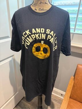 The Lost Bros NBC Jack and Sally Black Pumpkin Patch Graphic Unisex Tee